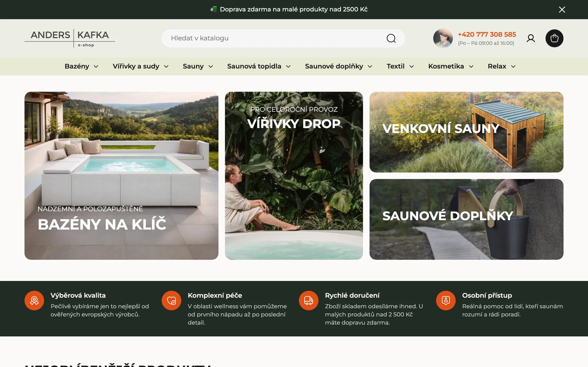 Homepage e-shopu Anders&Kafka