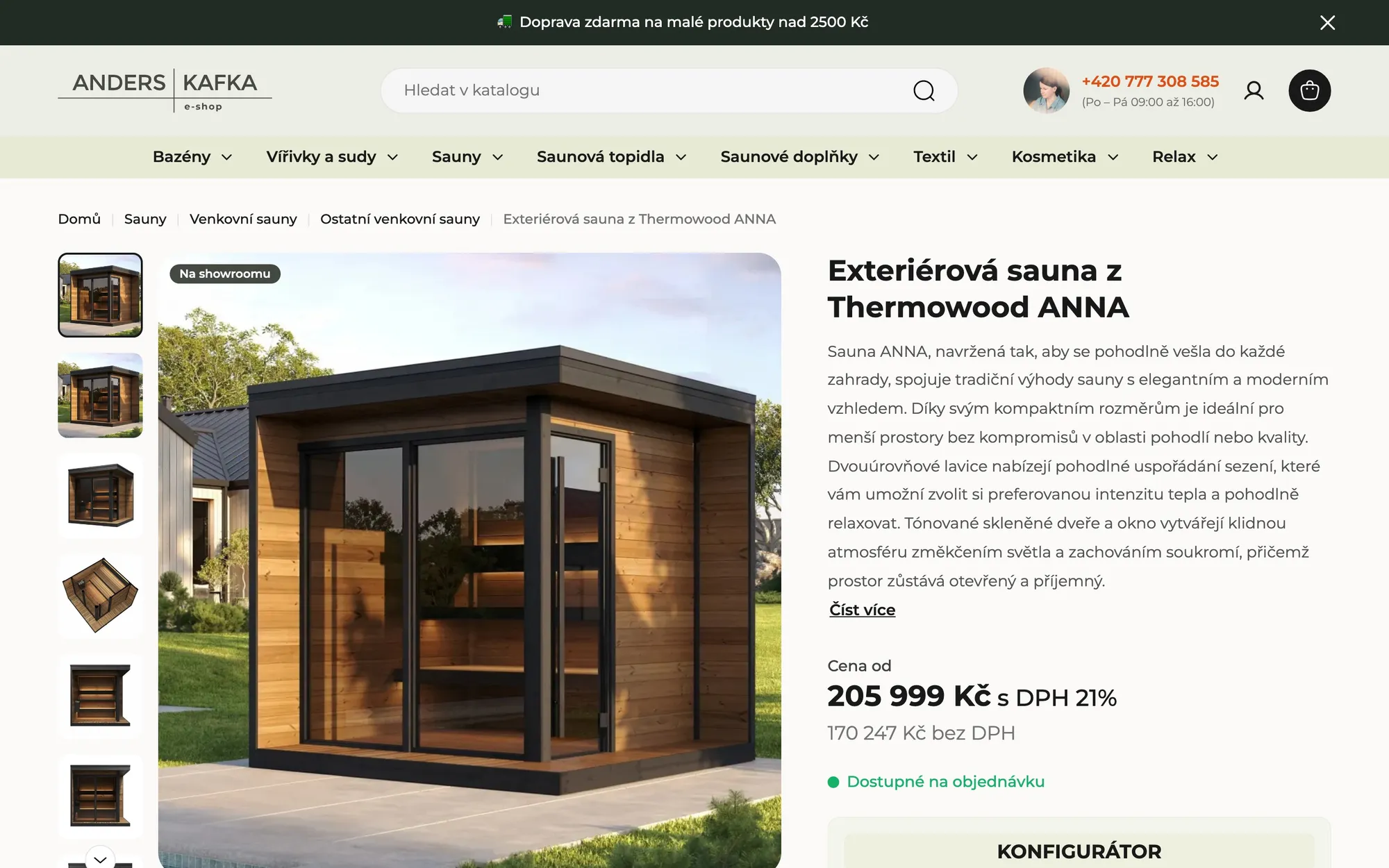 Detail produktu: exteriérová sauna ANNA