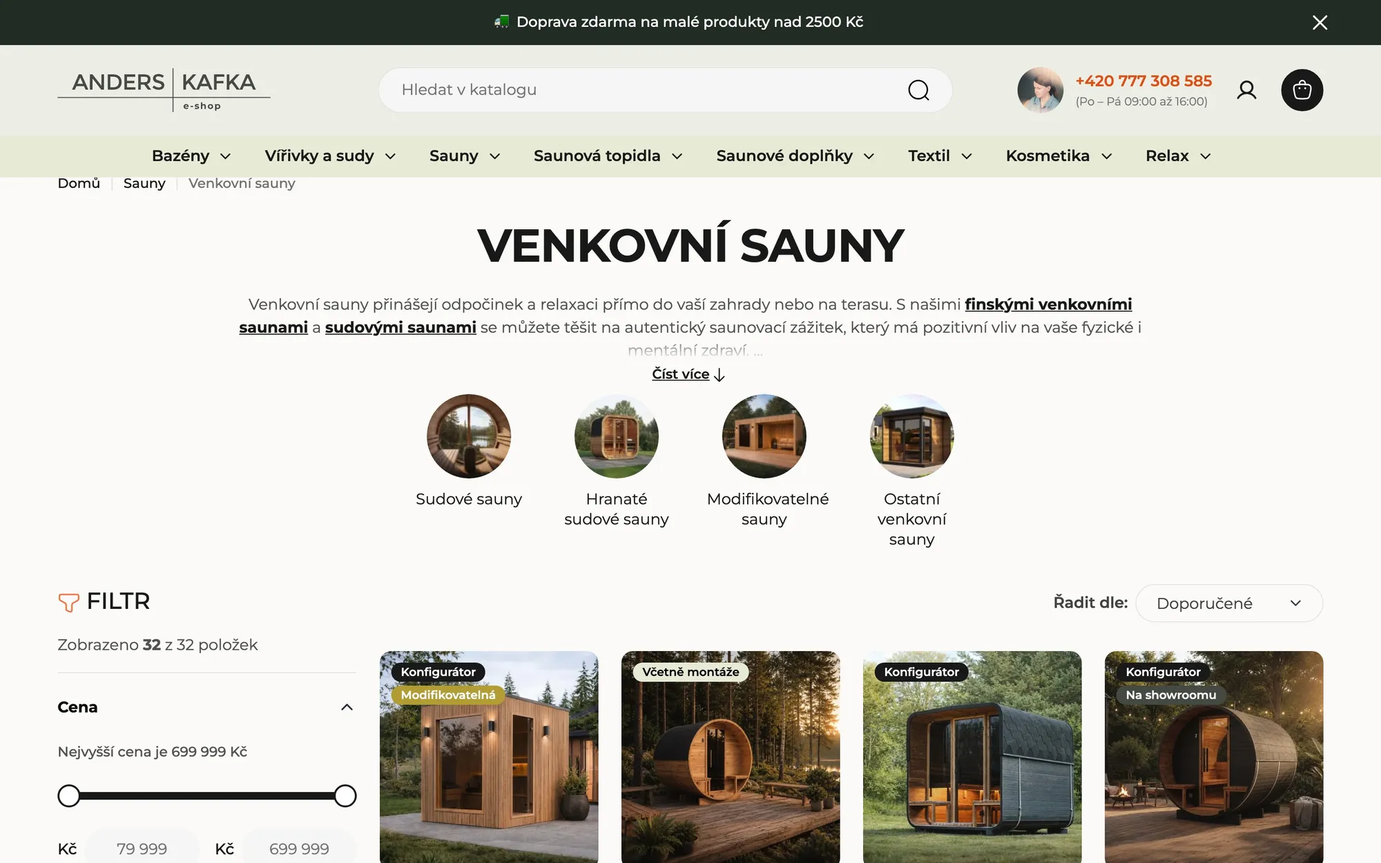 Kategorie venkovních saun s filtrováním