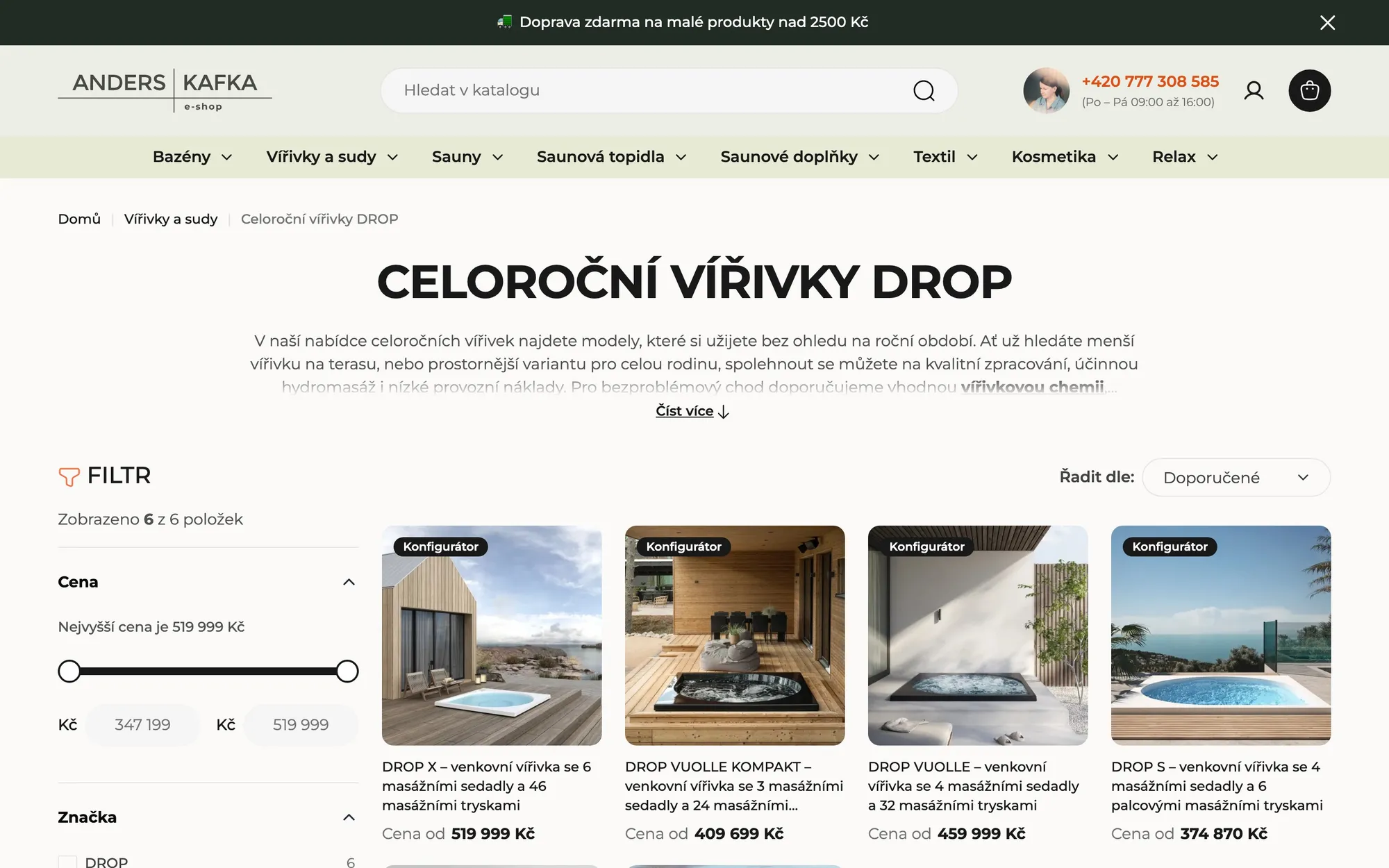 Kategorie celoročních vířivek DROP